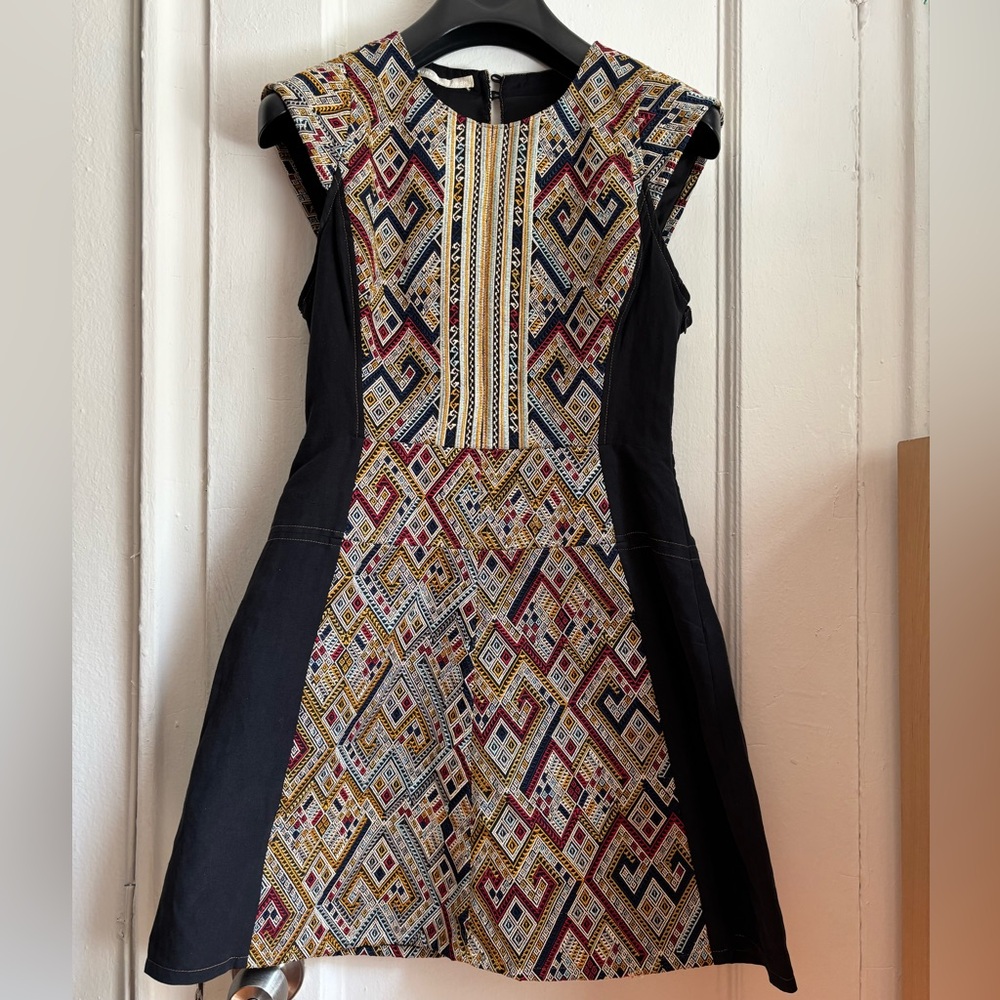 Anthropologie Multicolor Geometric Mini Dress Tapestry Style